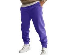 Pantaloni da tuta da uomo elasticizzati Pantaloni da jogging leggeri Pantaloni sportivi attivi di base Pantaloni in pile con risvolto solido Pantaloni da salotto larghi Pantaloni da yoga comodi