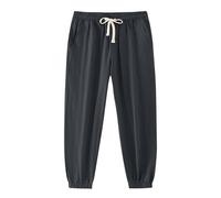 Pantaloni da uomo a gamba dritta pieghettati con polsino lungo di base per uomo in lino sport palestra festival jogger estate autunno pantaloni 2025, T-124 Grigio Scuro, L