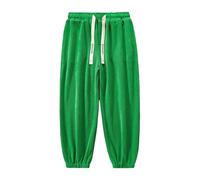 Pantaloni da uomo a gamba dritta, tinta unita, con polsino lungo, in velluto a coste, per palestra, corsa, autunno e inverno, vestibilità regolare 2025, L-696 Verde Lime, S