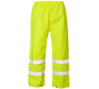 Pantaloni da uomo ad alta visibilità impermeabili per adulti elasticizzati in vita sopra il lavoro, Giallo, 3XL