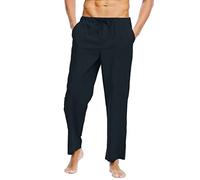 Pantaloni da Uomo Casual Stagione Tessuto Cotone Lino Morbido Confortevole Moderno Elegante Versatile Ideale Giornata Relax Ufficio Viaggio (Blue, XXL)