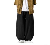 Pantaloni da uomo cinesi retrò larghi L-5XL gamba dritta (nero, XL) | gamba larga, stile cinese, taglio ampio, vestibilità dritta, pantaloni ideali per tutti i giorni