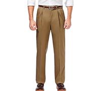 Pantaloni da Uomo Classici in Cotone Elasticizzato con Pieghe (Normali e Grandi e Alti), Pantaloni Casual alla Moda, Color Cachi, Taglia 3XL