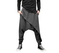 Pantaloni da uomo con coulisse Aladdin Hippie Harem Pantaloni larghi a cavallo basso Pantaloni da yoga da uomo larghi orlo irregolare Pantaloni larghi leggeri elasticizzati con risvolto da ballo