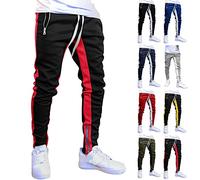 Pantaloni da uomo con tasche con cerniera Pantaloni da uomo a righe laterali Pantaloni da jogging Pantaloni da jogging con polsino con zip Pantaloni da jogging Slim Fit Pantaloni da jogging in vita