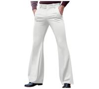 Pantaloni da uomo degli anni '70 da uomo Flared Trousers Pantaloni svasati per uomo Carnevale Pantaloni da costume da discoteca Costume da uomo discoteca anni 70, B1 Bianco, XL