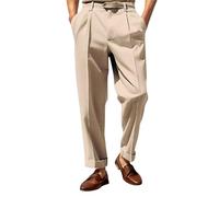 Pantaloni da uomo elasticizzati, vestibilità regolare, per il tempo libero, gamba dritta, per lavoro, comodi, in tessuto, tinta unita, casual, da golf, leggeri, traspiranti, estivi, per tutti i giorni