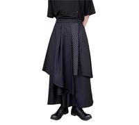 Pantaloni da uomo Gonna Irregolare Tradizionale Gonna Grandi Dimensioni Pantaloni da Uomo Tinta Unita Samurai Hakama Harem Pantaloni Tinta Unita Baggy Streetwear Kilt Stile Giapponese, Nero 4, L