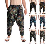 Pantaloni da uomo harem casual pantaloni larghi pantaloni da allenamento palestra pantaloni da uomo scoiattolo volante pantaloni con coulisse vita elasticizzata Streetwear modello pavone pantaloni