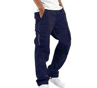Pantaloni da uomo impermeabili uomo casual vita colore sport cappello tessuto borsa piede corda pantaloni solidi strada cargo cravatta uomo pantaloni cargo pantaloni invernali escursionismo uomo, Blu