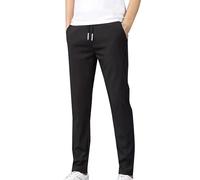 Pantaloni da uomo in cotone, vestibilità ampia, gamba dritta, pantaloni casual elasticizzati, pantaloni leggeri, aderenti, elasticizzati, traspiranti, per uso quotidiano e corsa, Nero , L