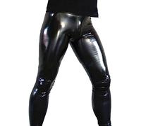 Pantaloni da uomo in finta pelle sintetica effetto bagnato, leggings aderenti, pantaloni in pelle aderenti, ideali per feste in discoteca, colore nero, pantaloni lunghi, Nero , XL
