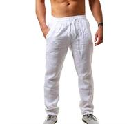 Pantaloni Da Uomo In Lino Estivi Eleganti Pantaloni Lino Leggero Cotone E Lino Comodo Pantalone Con Coulisse Elastici In Vita Gamba Dritta Pants Uomo Traspirante Con Tasche Tinta Unita Pantaloni Baggy