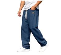 Pantaloni da Uomo in Lino in Tinta Unita Leggeri con Taglio Largo per Leggeri Larghi Sportivi Pantalon Elastico Vita Comodi Pantalone Yoga da Spiaggia con Tasche Pantaloni Uomo Estivi Loose Fit Pants