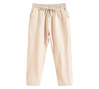 Pantaloni da Uomo in Lino Larghi Leggero Pantalone con Coulisse Estivo Casual Comodo Pantalone Lungo Elastici in Vita Gamba Dritta Pantaloni Baggy con Tasche Loose Fit Vacanza Pantaloni Yoga
