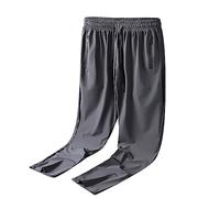 Pantaloni da uomo in seta di ghiaccio, elasticizzati, pantaloni chino da uomo, colore nero, vestibilità normale, pantaloni dritti, pantaloni da jogging ad asciugatura rapida, pantaloni da lavoro