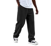 Pantaloni da uomo in velluto a coste elasticizzato in vita, pantaloni larghi da uomo a gamba dritta, pantaloni casual larghi con tasche laterali, pantaloni a gamba larga per uso quotidiano e vacanze