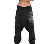 Pantaloni da uomo irregular harem, vestibilità larga, hippie, pantaloni goa, tinta unita, pantaloni estivi, casual, vestibilità larga, pantaloni orientali, tinta unita, streetwear, Z8 nero, XXXXL