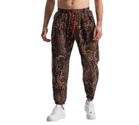 Pantaloni da uomo larghi in stile hippie con stampa cachemire, a gamba larga, in cotone, stile harem, hippy, con motivo 3D, per spiaggia, yoga, jogging, danza, X-1., XXL