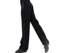 Pantaloni da uomo neri elastici in vita larghi pantaloni da ballo latino jazz salsa pantaloni da ballo moderno, Nero , 31 W