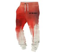 Pantaloni da uomo per il tempo libero, costume di Halloween, pantaloni spaventosi con stampa sanguinosa, pantaloni leggeri da uomo, Colore: rosso, 4XL