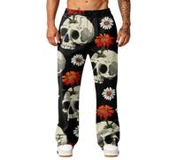 Pantaloni da uomo per il tempo libero, pantaloni da jogging, gotici, rose | Pantaloni della tuta, idea regalo, articolo scherzo, elastico in vita, taglio dritto, stampati, comodi, carnevale, romantici