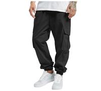 Pantaloni da uomo per tutto l'anno, casual, tinta unita, con tasche, tuta alla moda, spiaggia, gamba dritta, fitness, pantaloni sportivi con tasche pantaloni da pescatore uomo, Nero , XL