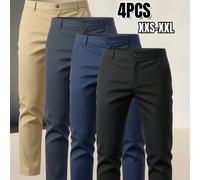 Pantaloni da uomo primavera/estate traspiranti set da 4 pezzi, pantaloni formali versatili con drappeggio snellente, affusolati alla caviglia, adatti per il pendolarismo quotidiano L,M,S,XL,XS,XXL,XXS