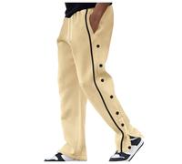 Pantaloni da uomo riabilitazione con bottoni laterali apribili, traspiranti, da allenamento, postoperatori, pantaloni da jogging da uomo, pantaloni per il tempo libero, pantaloni larghi, cachi, L