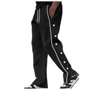 Pantaloni da uomo riabilitazione con bottoni laterali apribili, traspiranti, da allenamento, postoperatori, pantaloni da jogging da uomo, pantaloni per il tempo libero, pantaloni larghi, Nero , XXXL