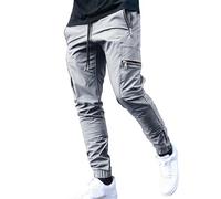 Pantaloni da uomo Spring and Fashion Autumn Cotton Solid Color Leisure High Street Elastic Pants Pantaloni Pantaloni, grigio., 3XL