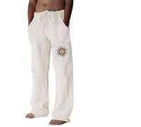 Pantaloni da uomo stampati bianchi leggeri traspiranti pantaloni da viaggio da uomo vestibilità ampia pantaloni a gamba larga coulisse pantaloni elastici in vita pantaloni allenamento corsa jogging