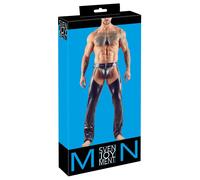 Pantaloni da uomo Svenjoyment neri lucidi con perizoma aperto XL