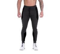 Pantaloni da uomo traspiranti e resistenti di alta qualità, con elementi riflettenti, ideali per fitness, allenamento, corsa, squat, altri esercizi di forza, vestibilità aderente, grigio., M