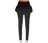 Pantaloni da yoga a vita alta da donna, tuta da ginnastica, leggings da donna con gonna a linea a vita alta, pantaloni da yoga a lunghezza intera, per allenamento, atletica, zia, yoga, Nero , XXL