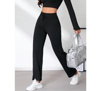 Pantaloni da yoga a vita alta e gamba dritta da donna, stile basic, controllo della pancia, sollevamento dei glutei, design con coulisse, alta elasticità, nero sportivo autunno/inverno L,M,S,XL,XXLCol