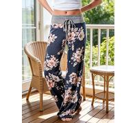 Pantaloni da yoga da donna alla moda casual elasticizzati con stampa floreale lunga e larga pantaloni da yoga con coulisse pantaloni da pigiama