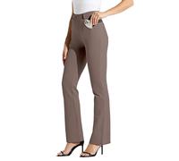 Pantaloni da yoga da donna Bootcut da lavoro elasticizzati da ufficio con passanti per cintura 4 tasche 71,1 cm/73,7 cm/76,2 cm/78,7 cm/83,8 cm, Taupe scuro, L