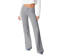 Pantaloni da yoga da donna, elastici, a vita alta, vestibilità ampia, pantaloni wokout, comodi, casual, pigiama, Grigio, M