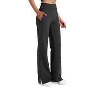 Pantaloni da yoga da donna, vestibilità larga, leggings da donna a vita alta, colore puro, pantaloni a gamba larga, comodi pantaloni sportivi elasticizzati da palestra con tasche, morbidi e