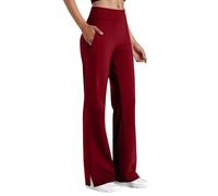Pantaloni da yoga da donna, vestibilità larga, leggings da donna a vita alta, colore puro, pantaloni a gamba larga, comodi pantaloni sportivi elasticizzati da palestra con tasche, morbidi e