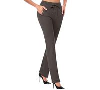 Pantaloni da yoga per il controllo della pancia, pantaloni da allenamento da donna, leggings svasati in tinta unita con tasche, pantaloni della tuta elasticizzati a vita alta, stile casual, pantaloni