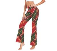 Pantaloni da yoga sessuali a quadri rossi e verdi audaci per le donne comodi per il fitness, Colorato, S