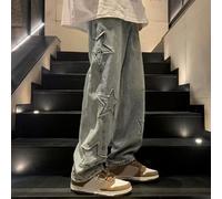 Pantaloni dal design estetico a stella, aggiunta ideale al guardaroba da uomo (L blu)