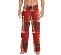 Pantaloni del pigiama da uomo con albero di Natale, morbidi, leggeri, con tasche, per dormire e a casa, Albero di Natale Stella Rosso, M