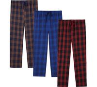 Pantaloni del pigiama da uomo in flanella di cotone con tasche laterali e coulisse, pantaloni da notte lunghi e rilassanti per la casa