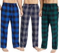Pantaloni del pigiama da uomo in flanella di cotone con tasche laterali e coulisse, pantaloni da notte lunghi e rilassanti per la casa
