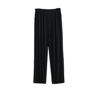 Pantaloni del pigiama da uomo, leggeri e comodi, in modale, morbidi, a gamba dritta, con tasca, traspiranti, comodi pantaloni da notte, Nero , XXXXL
