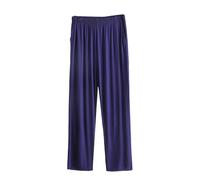 Pantaloni del pigiama da uomo, leggeri e comodi, in modale, morbidi, a gamba dritta, con tasca, traspiranti, comodi pantaloni da notte, Blu scuro, 5XL