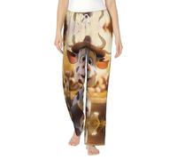 Pantaloni del pigiama della flanella della stampa della mucca del latte del fumetto con le tasche caldo sonno Lounge pantaloni pigiama pantaloni pigiama pantaloni pigiami indumenti da notte, Nero , XL